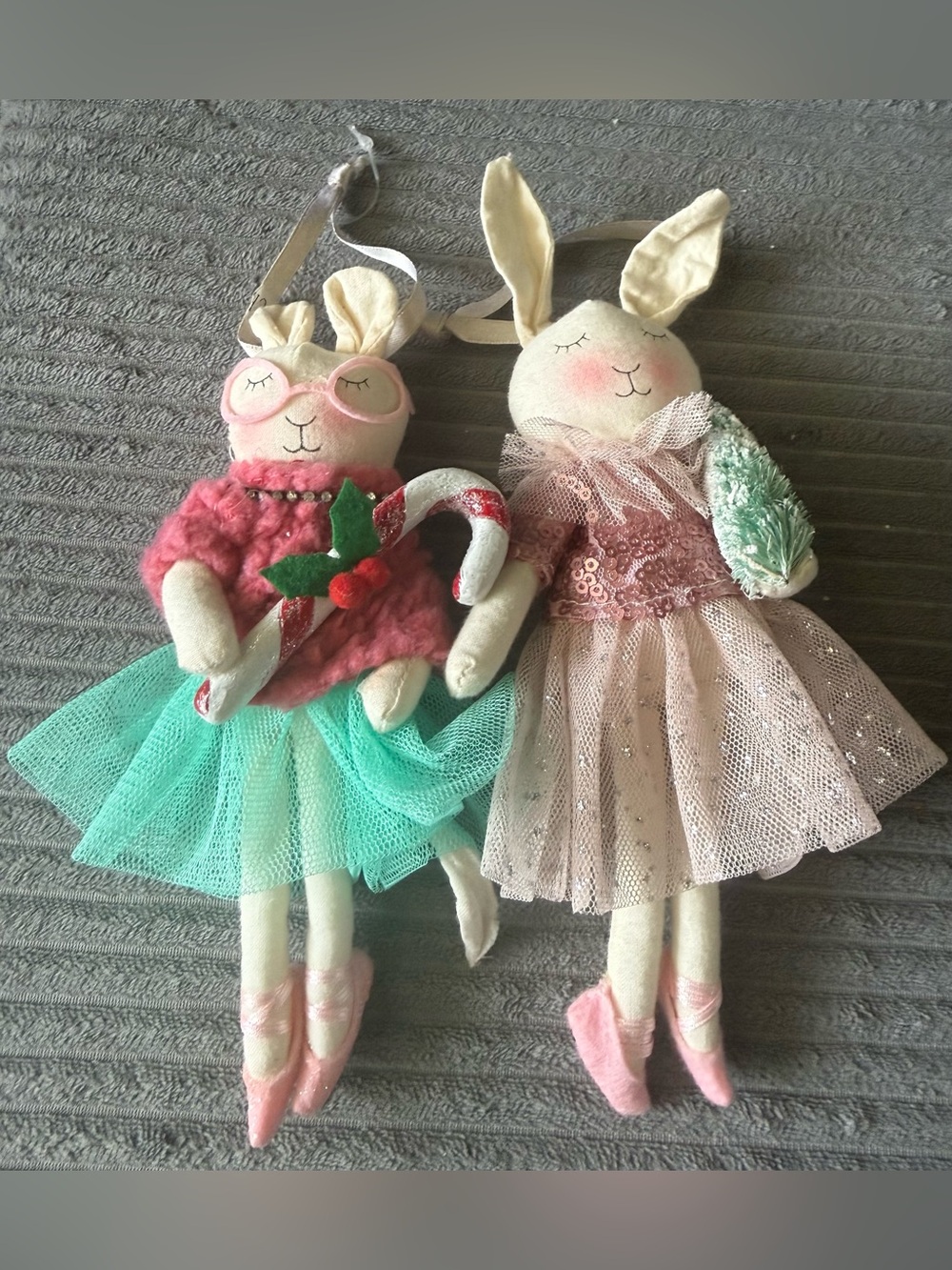 LC Lauren Conrad Pink and Mint Bunny Mouse Ballerina Christmas Ornament Holiday